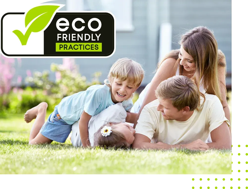 family playing in the yard